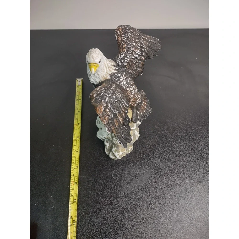 Ceramic Bald Eagle Figurine with American Flag 6.5in